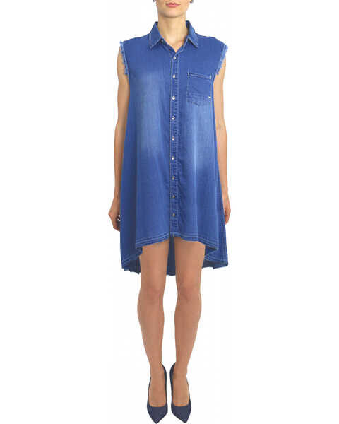 Tractr Blu Women's Monday Blu Shirt Dress , Indigo, hi-res