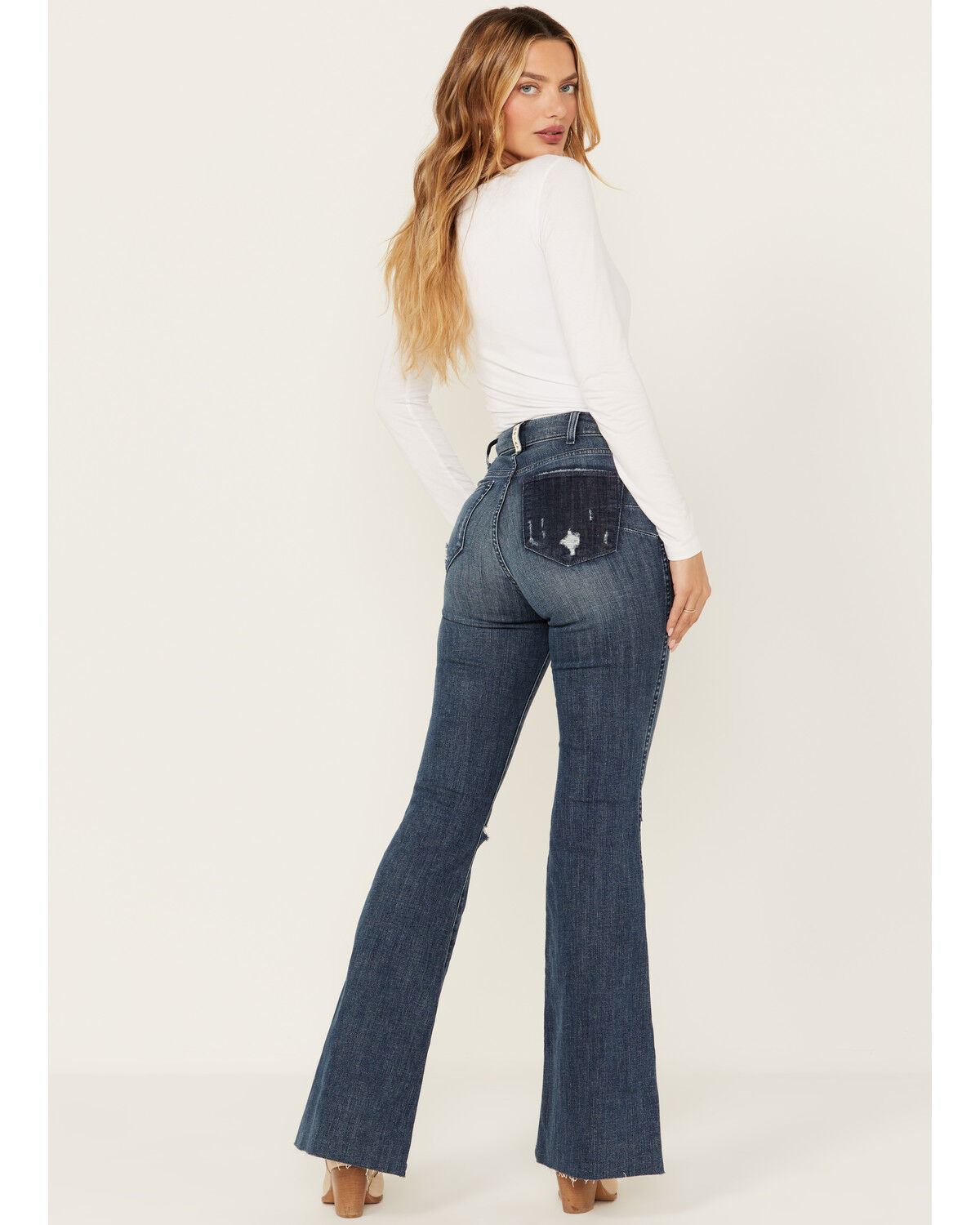 Image #3 - Ariat Women's Medium Wash High Rise Thea Flare Jeans, Medium Wash, hi-res