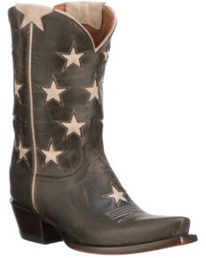 Lucchese Women's Anthracite Star Western Boots - Snip Toe, Grey, hi-res