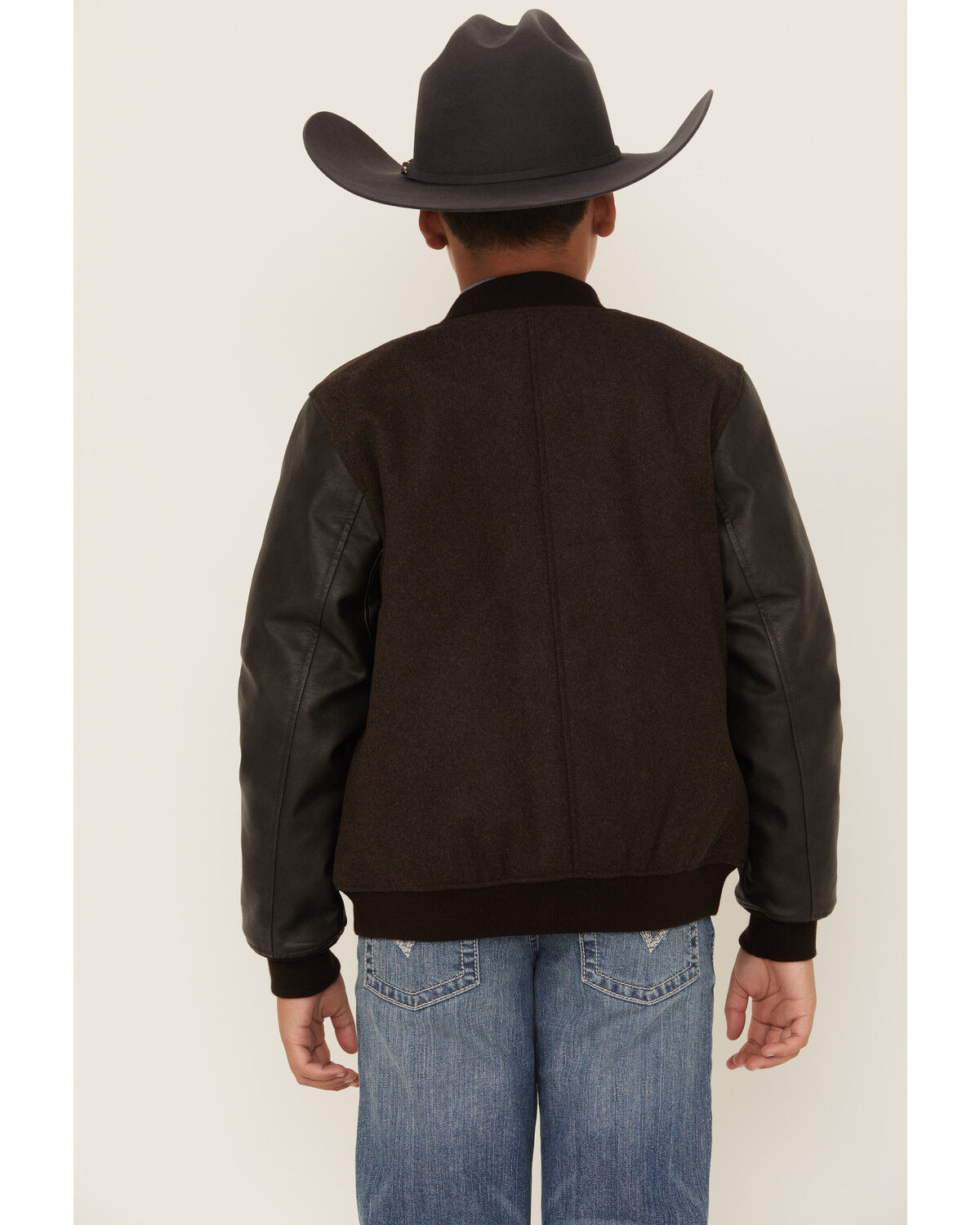 Image #4 - Cody James Boys' Brighton Solid Varsity Jacket, Brown, hi-res