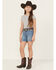 Image #1 - Wrangler Girls' Medium Wash Stretch Denim Shorts, Medium Wash, hi-res