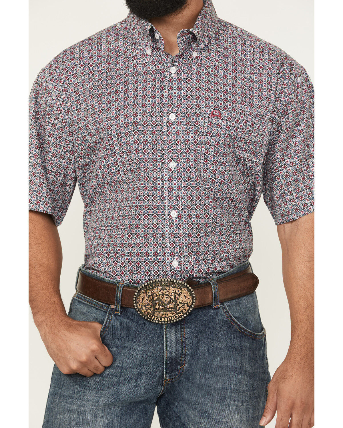 Image #3 - Cinch Men's Medallion Print Short Sleeve Button-Down Performance Western Shirt - Big, White, hi-res