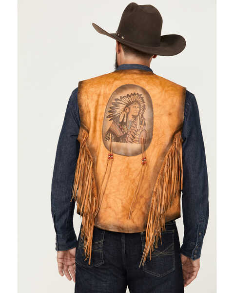 Kobler Leather Men's Indian Vest, Beige, hi-res