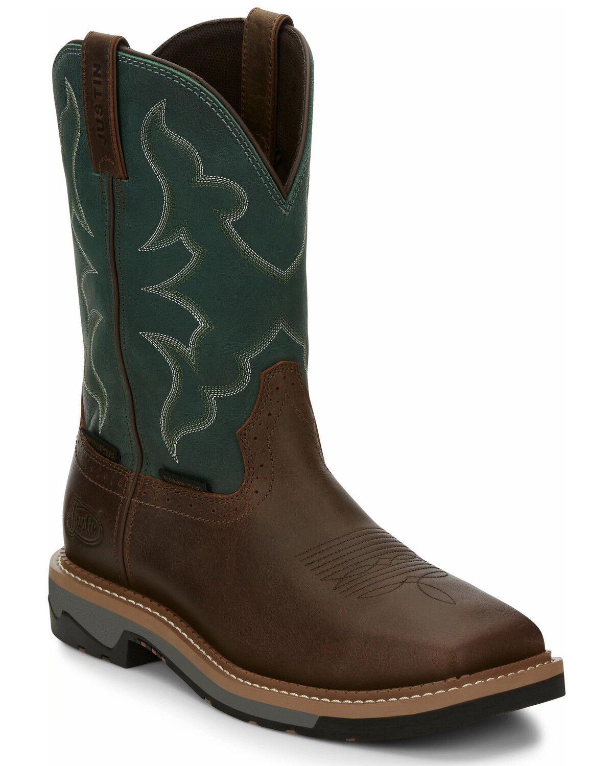 Justin Men's Boot Barn Exclusive Carbide Waterproof Western Work Boots - Composite Toe, Brown, hi-res