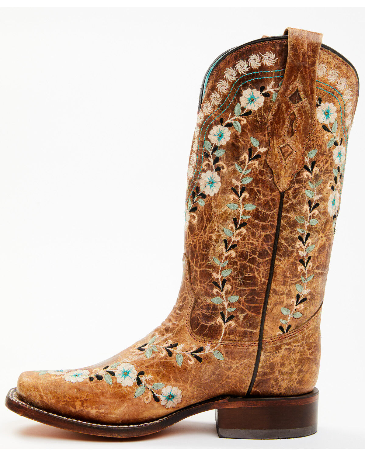 Image #4 - Corral Women's Floral Blacklight Western Boots - Square Toe, Cognac, hi-res