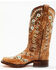 Image #4 - Corral Women's Floral Blacklight Western Boots - Square Toe, Cognac, hi-res