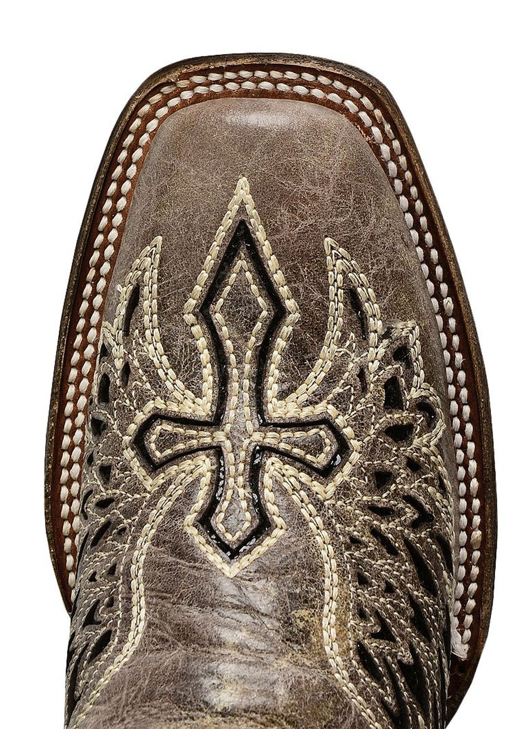 Image #6 - Corral Women's Sequin Wing & Cross Inlay Western Boots - Square Toe, Black, hi-res