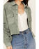 Image #3 - BLANKNYC Women's Faux Suede Fringe Jacket, Green, hi-res