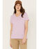 Image #1 - Carhartt Women's Relaxed Fit Lightweight Short Sleeve V Neck T-Shirt, Light Purple, hi-res