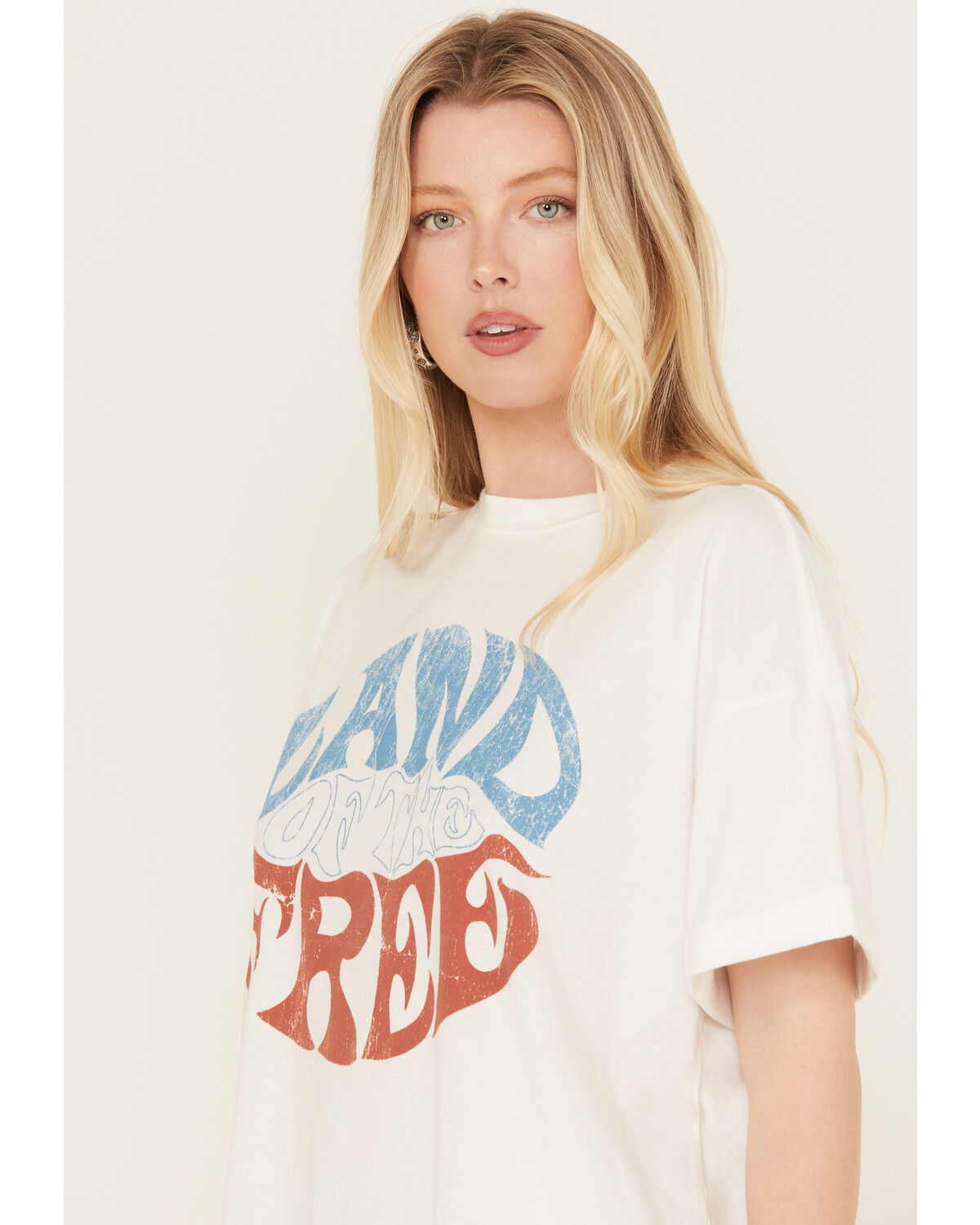Image #2 - Girl Dangerous Women's Land of the Free Boyfriend Graphic Tee, White, hi-res
