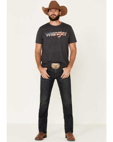 Image #2 - Wrangler Men's Charcoal Flag Logo Graphic T-Shirt , Charcoal, hi-res