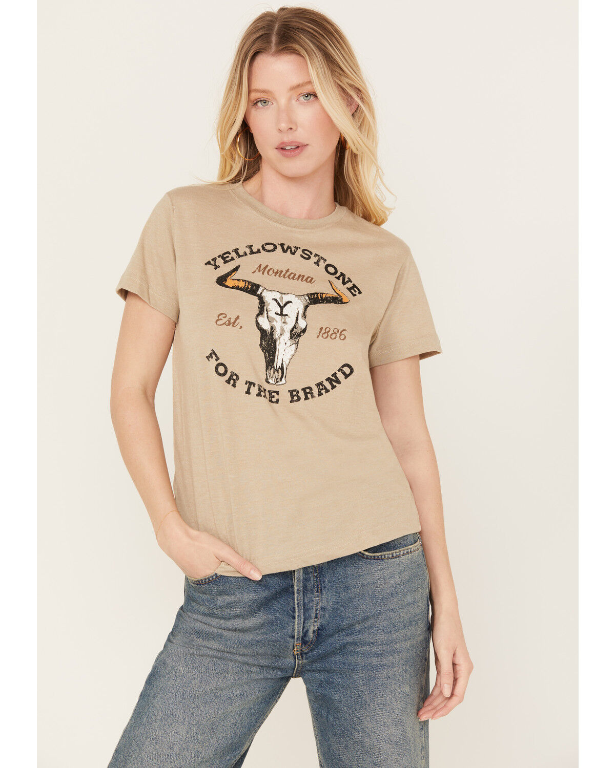 Image #1 - Paramount Network's Yellowstone Women's Dutton Ranch Short Sleeve Graphic Tee, Ivory, hi-res