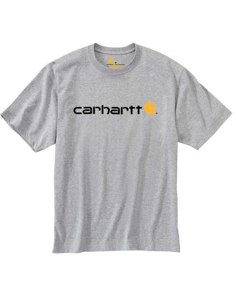 Image #2 - Carhartt Men's Signature Logo Graphic Short Sleeve Work T-Shirt , Hthr Grey, hi-res