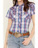 Image #3 - Rough Stock by Panhandle Plaid Print Short Sleeve Stretch Pearl Snap Western Shirt , Multi, hi-res