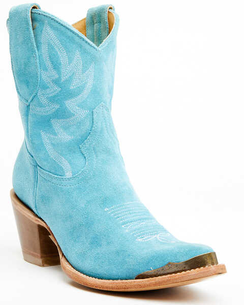 Idyllwind Women's Wheels Suede Fashion Western Booties - Round Toe , Blue, hi-res