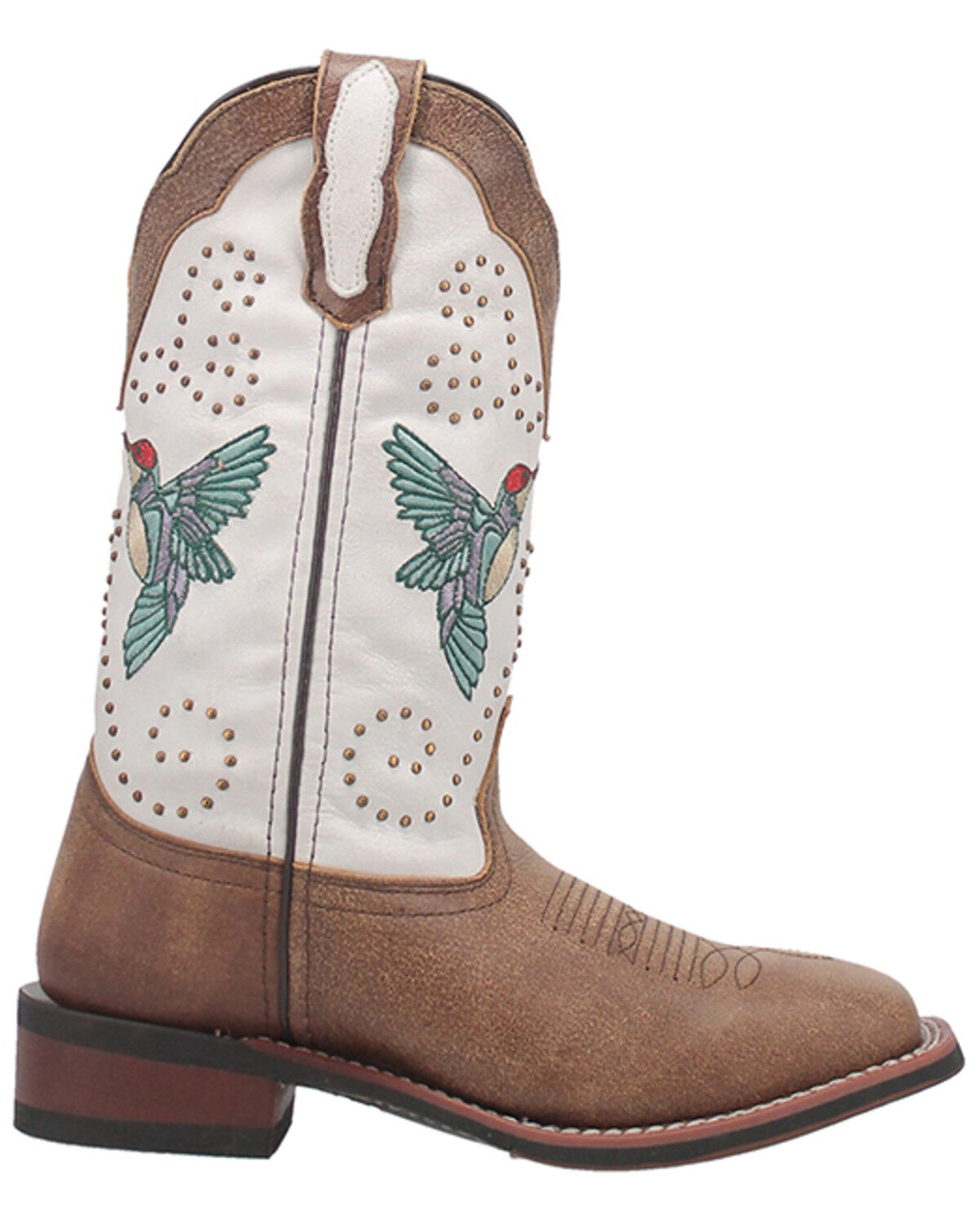 Image #2 - Laredo Women's 11" Hummingbird Embroidered Studded Western Performance Boots - Broad Square Toe, , hi-res