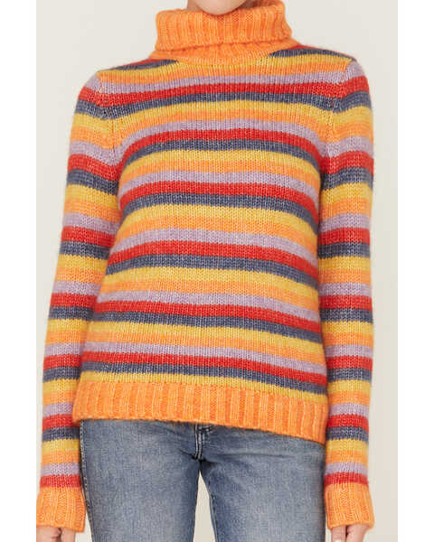 Image #3 - Wrangler Women's Stripe Knit Turtleneck Sweater, Orange, hi-res