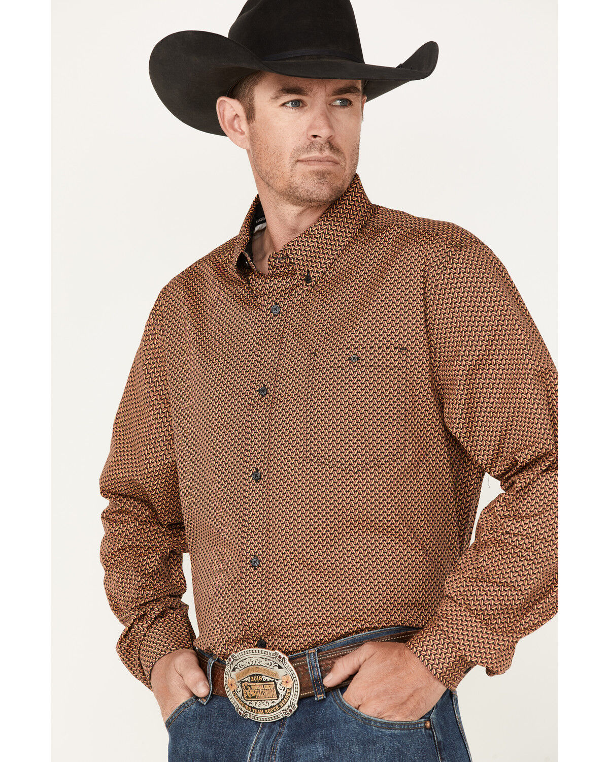Image #2 - RANK 45® Men's Anvil Geo Print Button-Down Western Shirt, Multi, hi-res