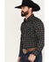 Image #2 - Ely Walker Men's Plaid Print Long Sleeve Pearl Snap Western Shirt , Black, hi-res