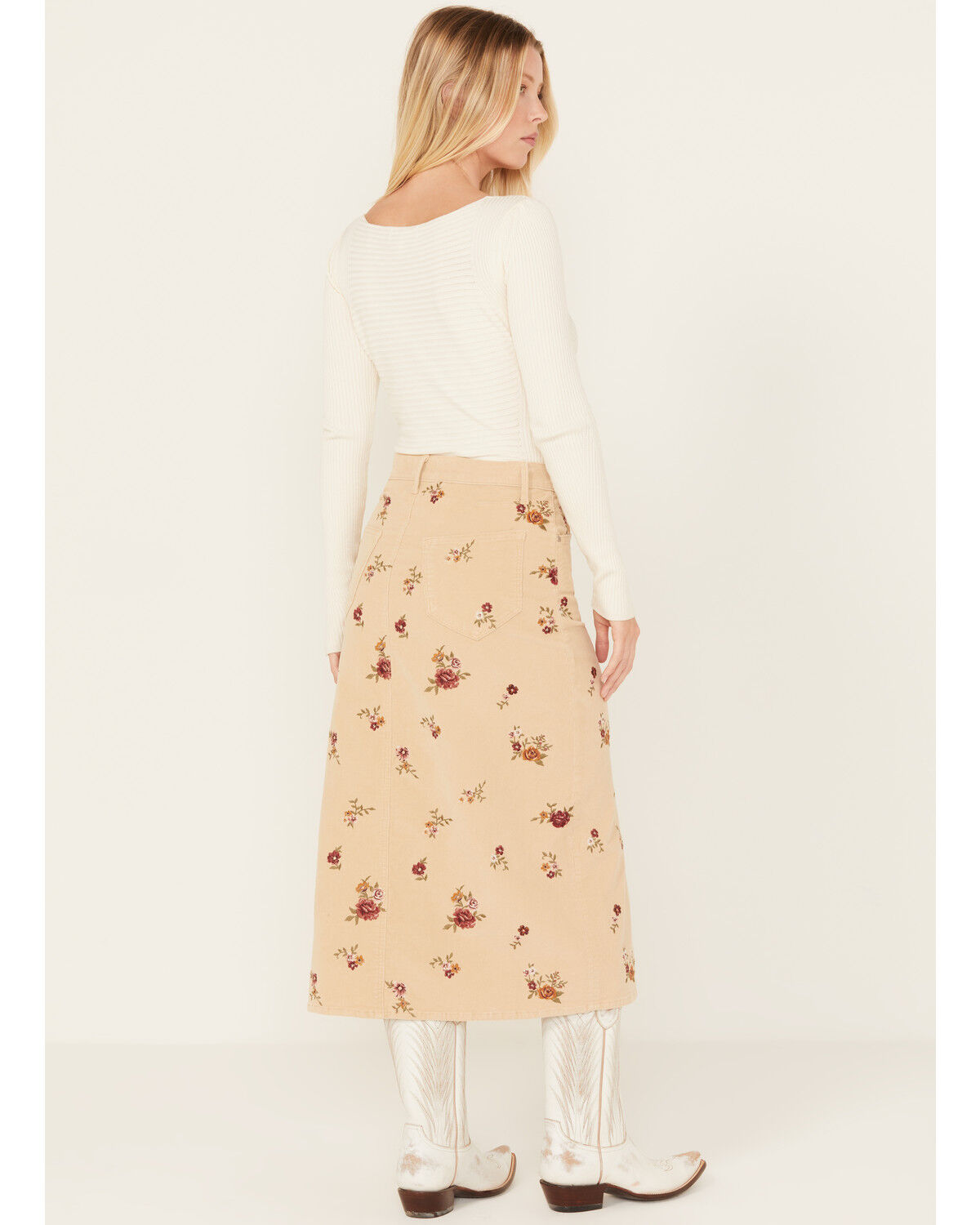 Image #3 - Driftwood Women's Piper Corduroy Floral Skirt, Beige, hi-res