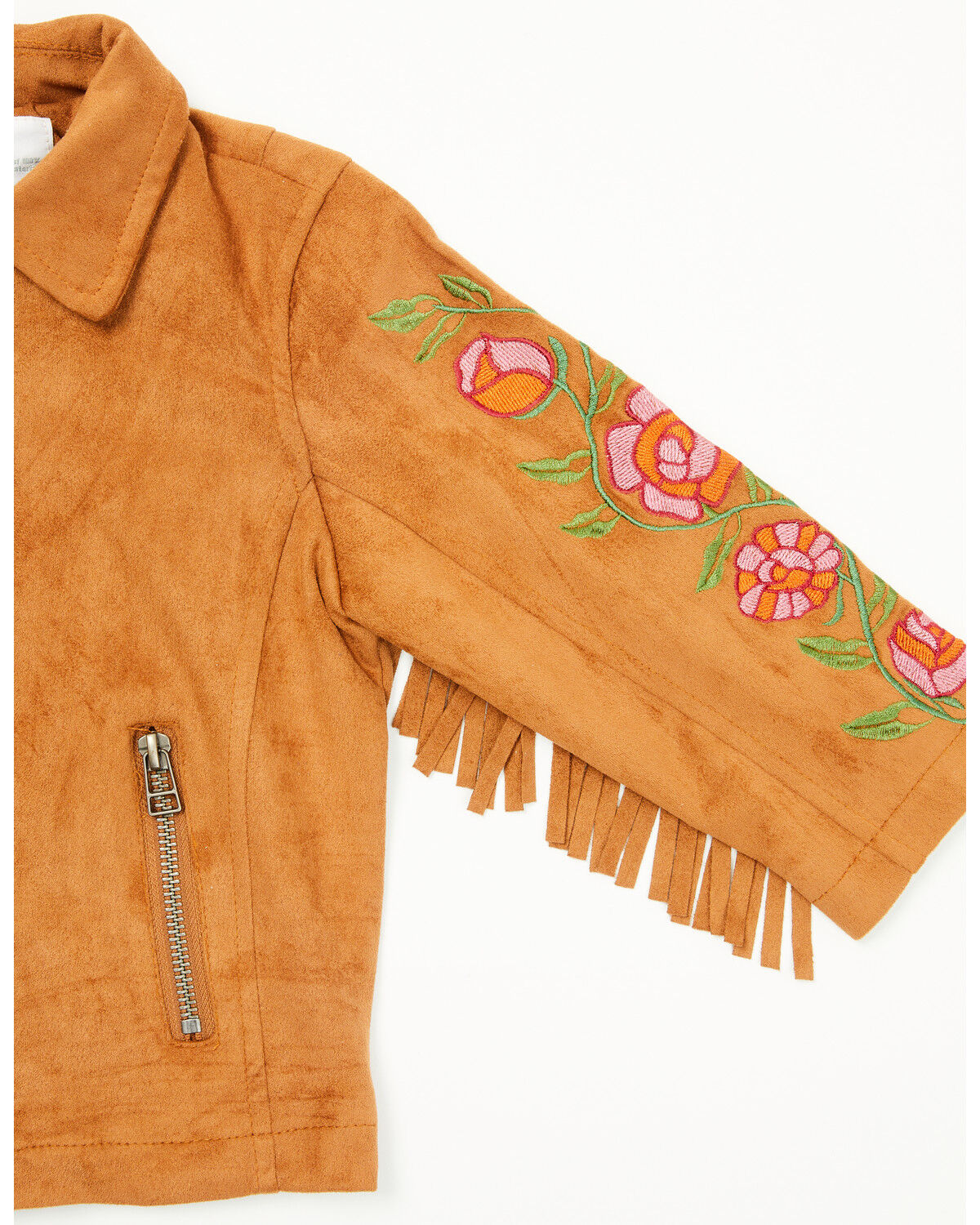 Image #3 - Fornia Toddler Girls' Floral Embroidered Fringe Jacket, Camel, hi-res