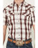 Image #3 - Moonshine Spirit Men's Memphis Plaid Print Short Sleeve Snap Western Shirt, Burgundy, hi-res