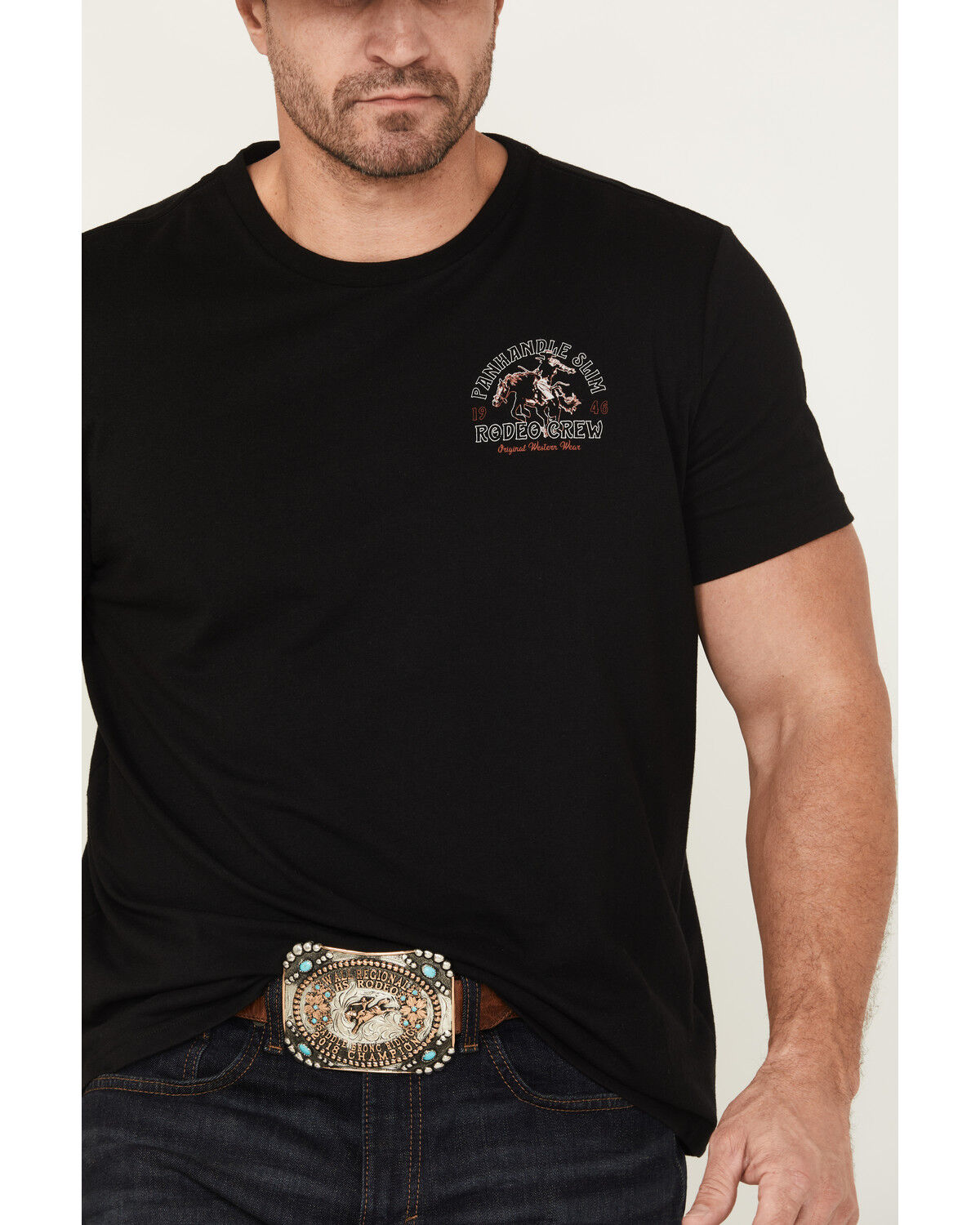 Image #4 - Panhandle Slim Men's Cowboy Short Sleeve Graphic T-Shirt, Black, hi-res
