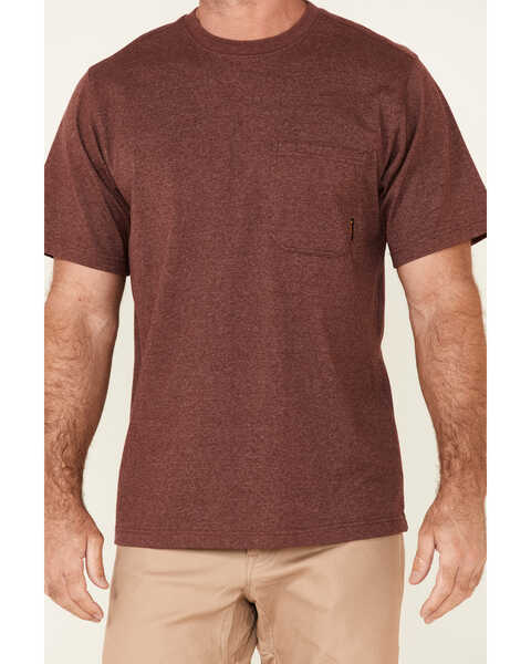 Image #2 - Hawx Men's Solid Burgundy Forge Short Sleeve Work Pocket T-Shirt - Tall , Burgundy, hi-res