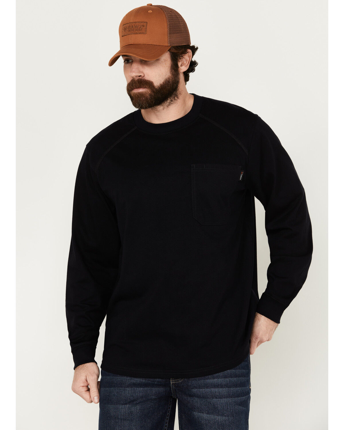 Image #1 - Hawx Men's FR Long Sleeve Pocket T-Shirt - Big, Navy, hi-res