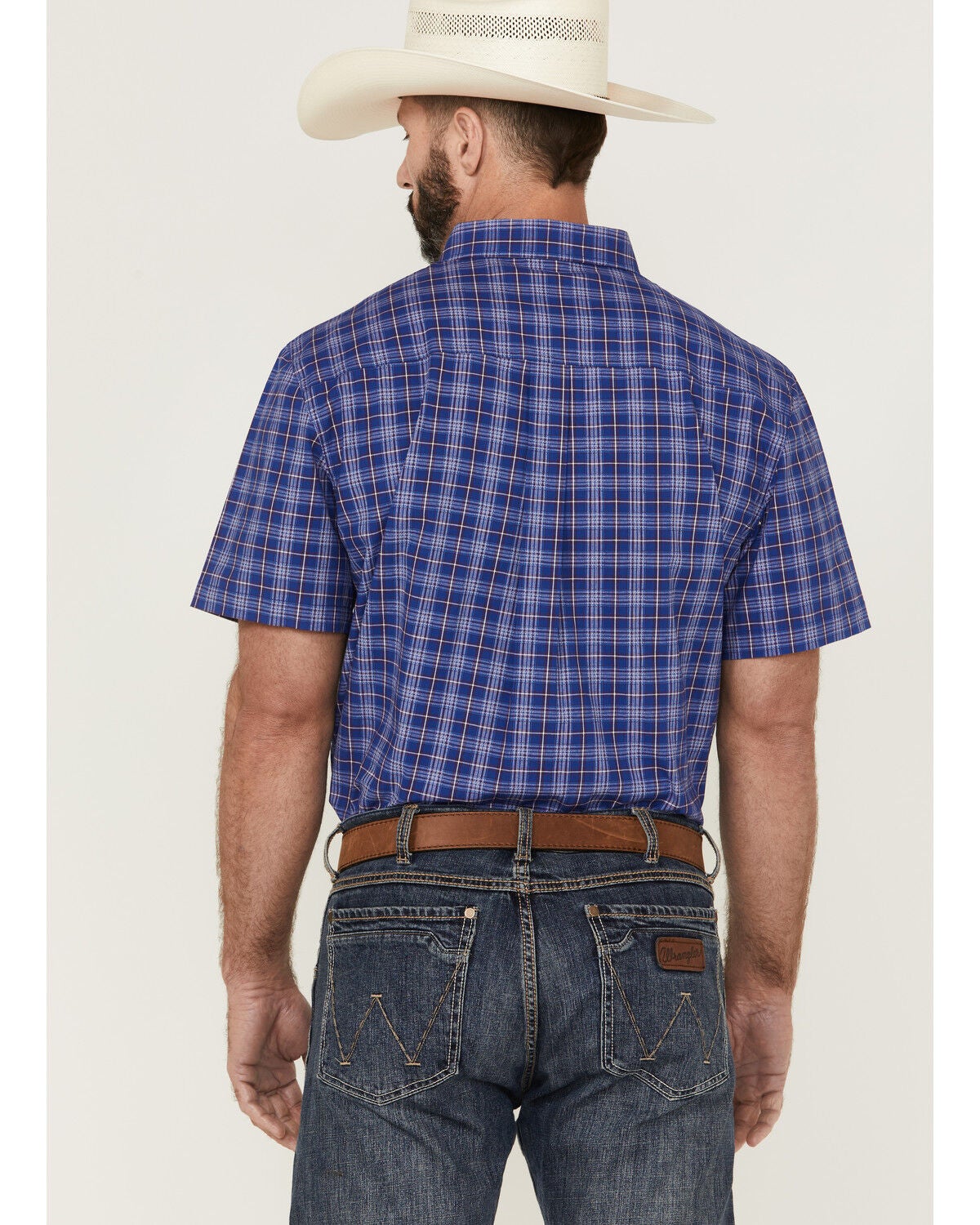 Image #4 - RANK 45&reg; Men's Charge Small Plaid Print Button-Down Western Shirt, Blue, hi-res