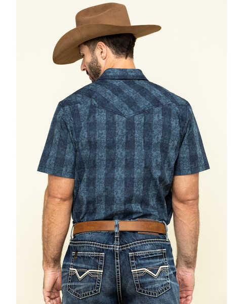Image #2 - Cody James Men's Paisley Check Plaid Short Sleeve Western Shirt , Blue, hi-res