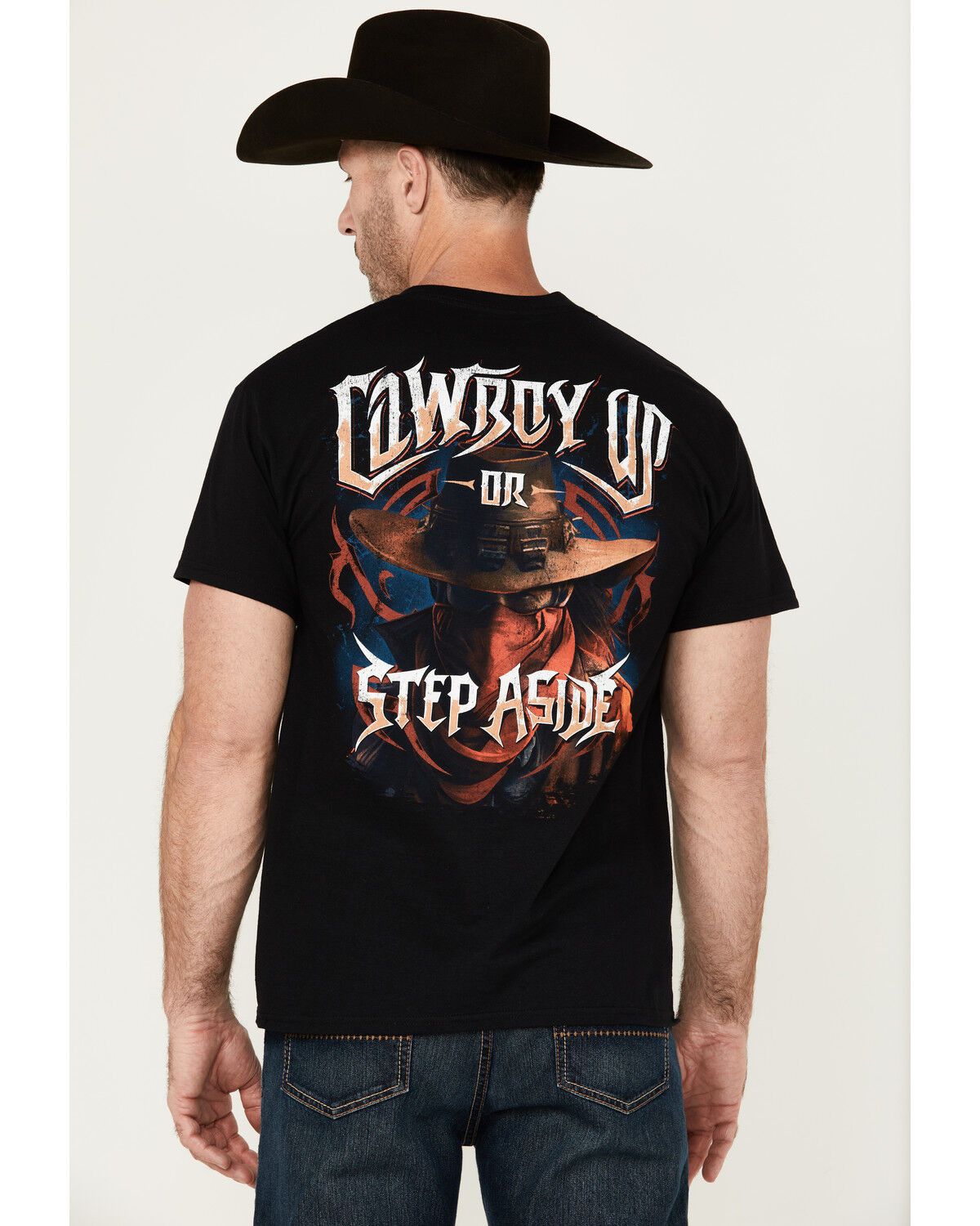Image #1 - Cowboy Up Men's Step Aside Short Sleeve Graphic T-Shirt, Black, hi-res