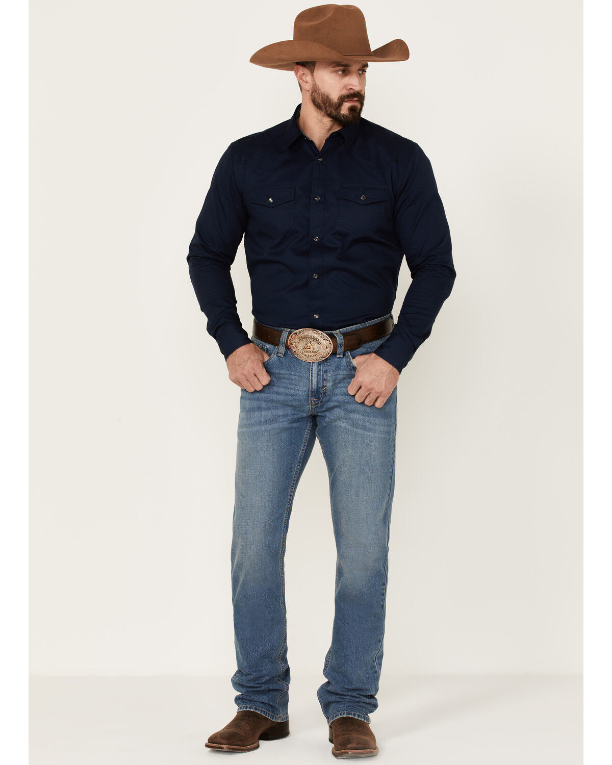 Image #1 - Cody James Men's Roughstock Medium Wash Slim Straight Rigid Denim Jeans, Blue, hi-res