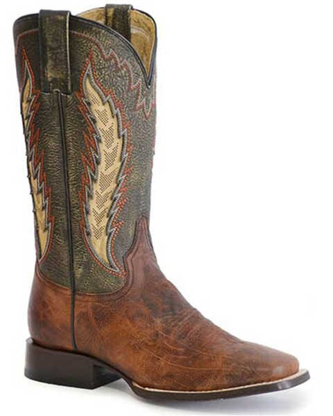 Stetson Men's Airflow Sanded Shaft Handcrafted Western Boots - Broad Square Toe , Tan, hi-res