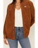 Image #3 - Wrangler Women's Solid Corduroy Long Sleeve Snap Western Shirt, Brown, hi-res