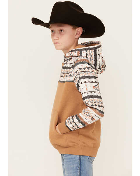 Image #2 - Hooey Boys' Southwestern Print Hooded Pullover , Black, hi-res