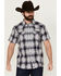Image #1 - Moonshine Spirit Men's Wreckless Plaid Print Short Sleeve Snap Western Shirt, White, hi-res