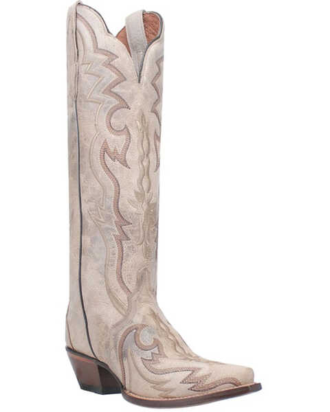 Dan Post Women's 16" Triad Silvie Tall Western Boots - Snip Toe , Ivory, hi-res