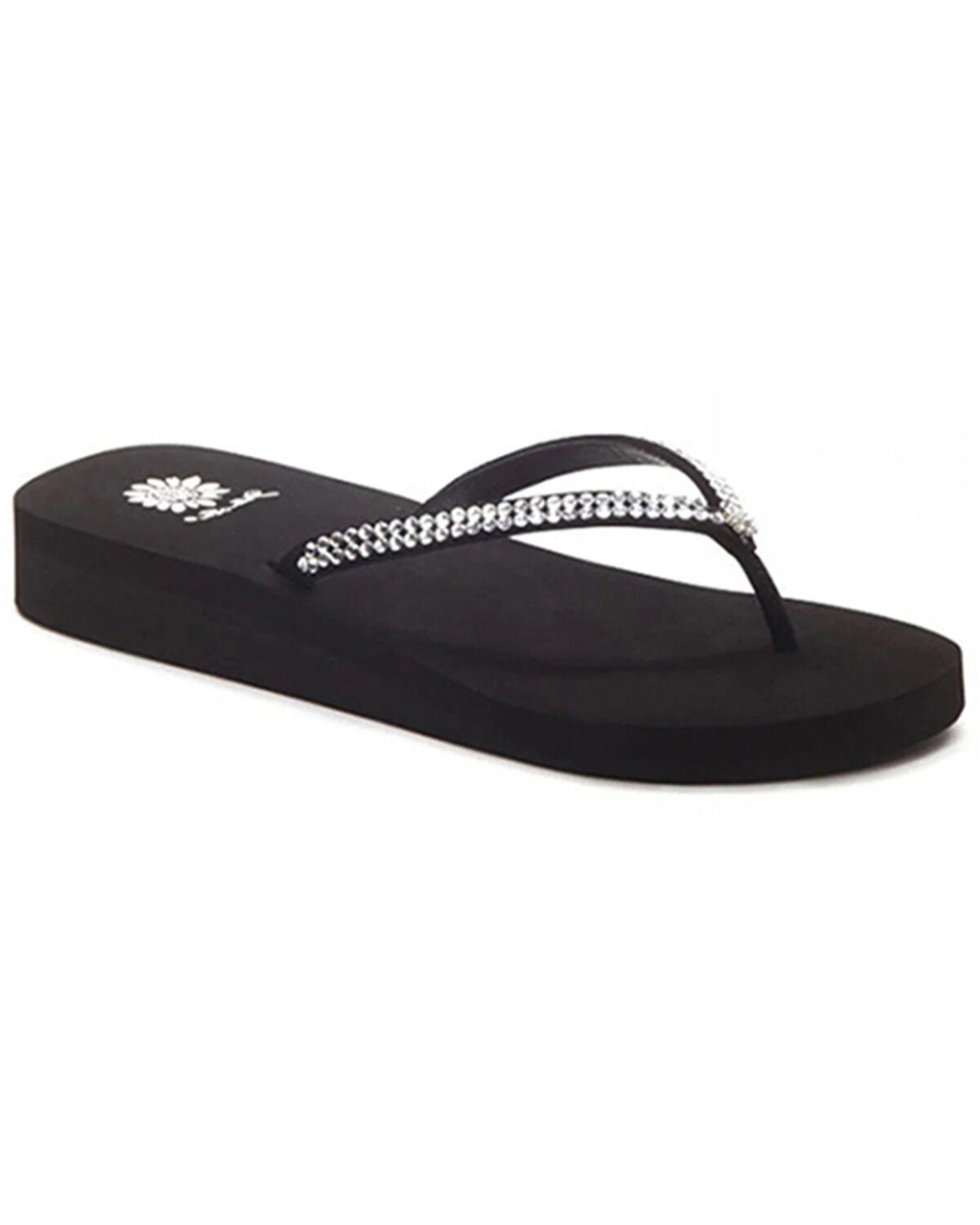 Image #1 - Yellow Box Women's Jello Rhinestone Sandals, Black, hi-res