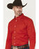 Image #2 - Cody James Men's Performance Twill Solid Long Sleeve Button-Down Stretch Western Shirt, Medium Red, hi-res