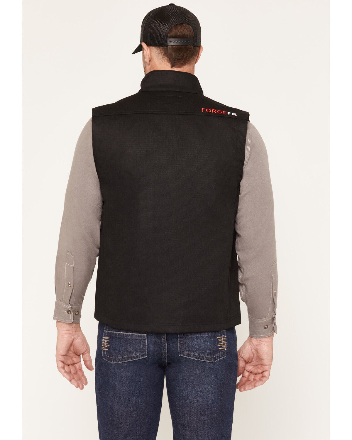 Image #4 - Forge Workwear Men's FR Ripstop Softshell Vest, Black, hi-res