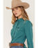 Image #2 - Wrangler Retro Women's Solid Long Sleeve Snap Denim Shirt, Turquoise, hi-res