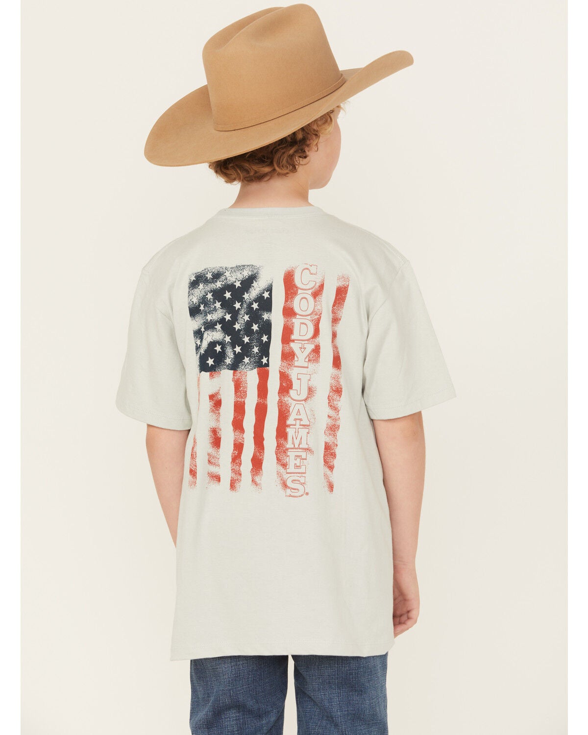 Cody James Boys' Rugged Flag Short Sleeve T-Shirt, Silver, hi-res