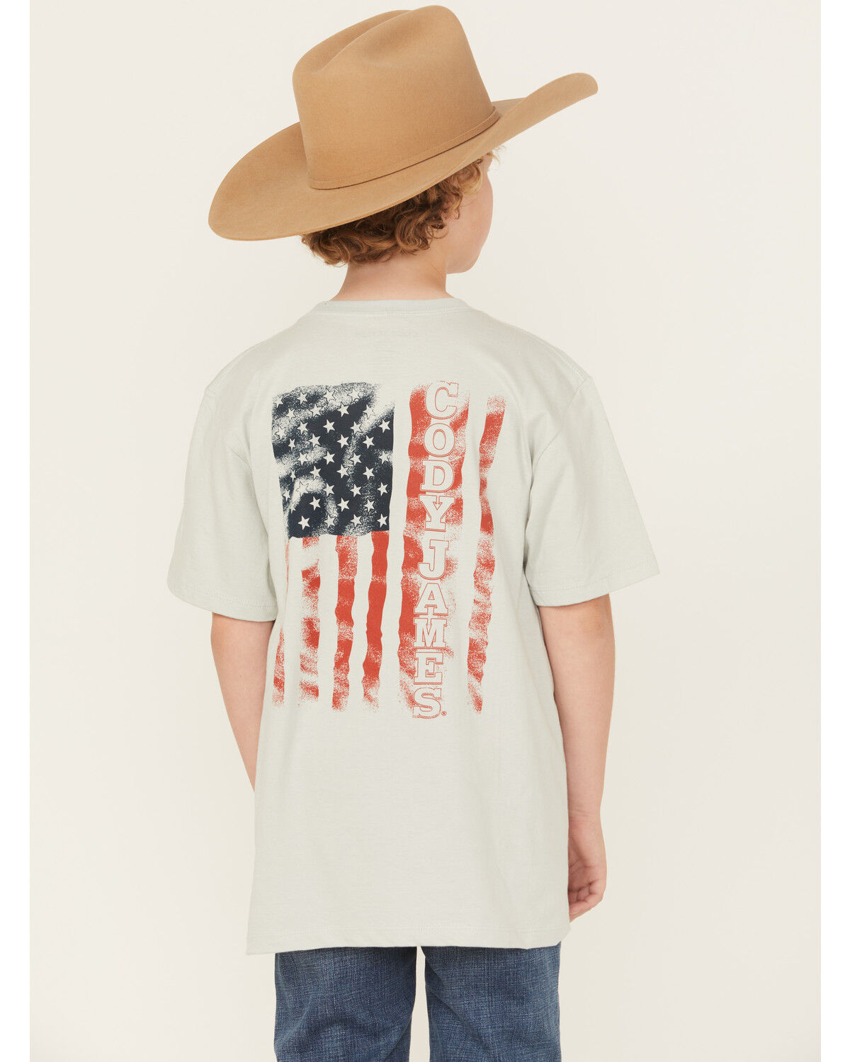 Image #1 - Cody James Boys' Rugged Flag Short Sleeve T-Shirt, Silver, hi-res