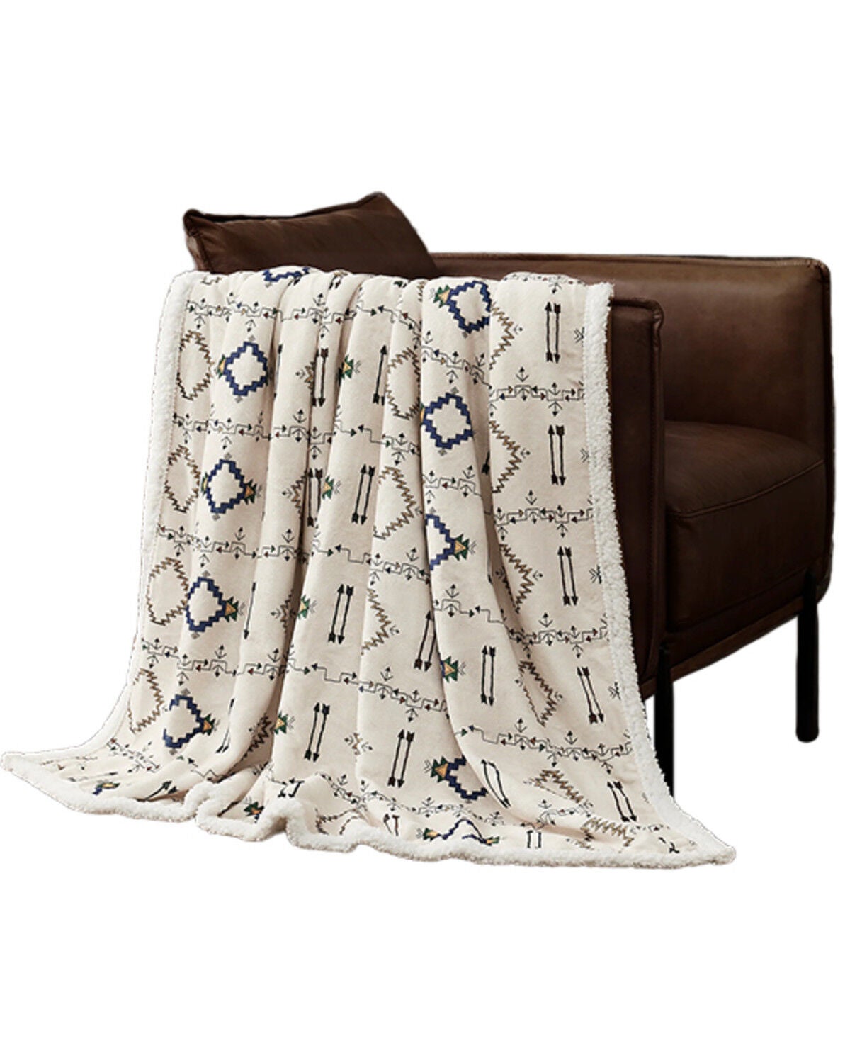 HiEnd Accents Arrow Campfire Sherpa Throw, White, hi-res