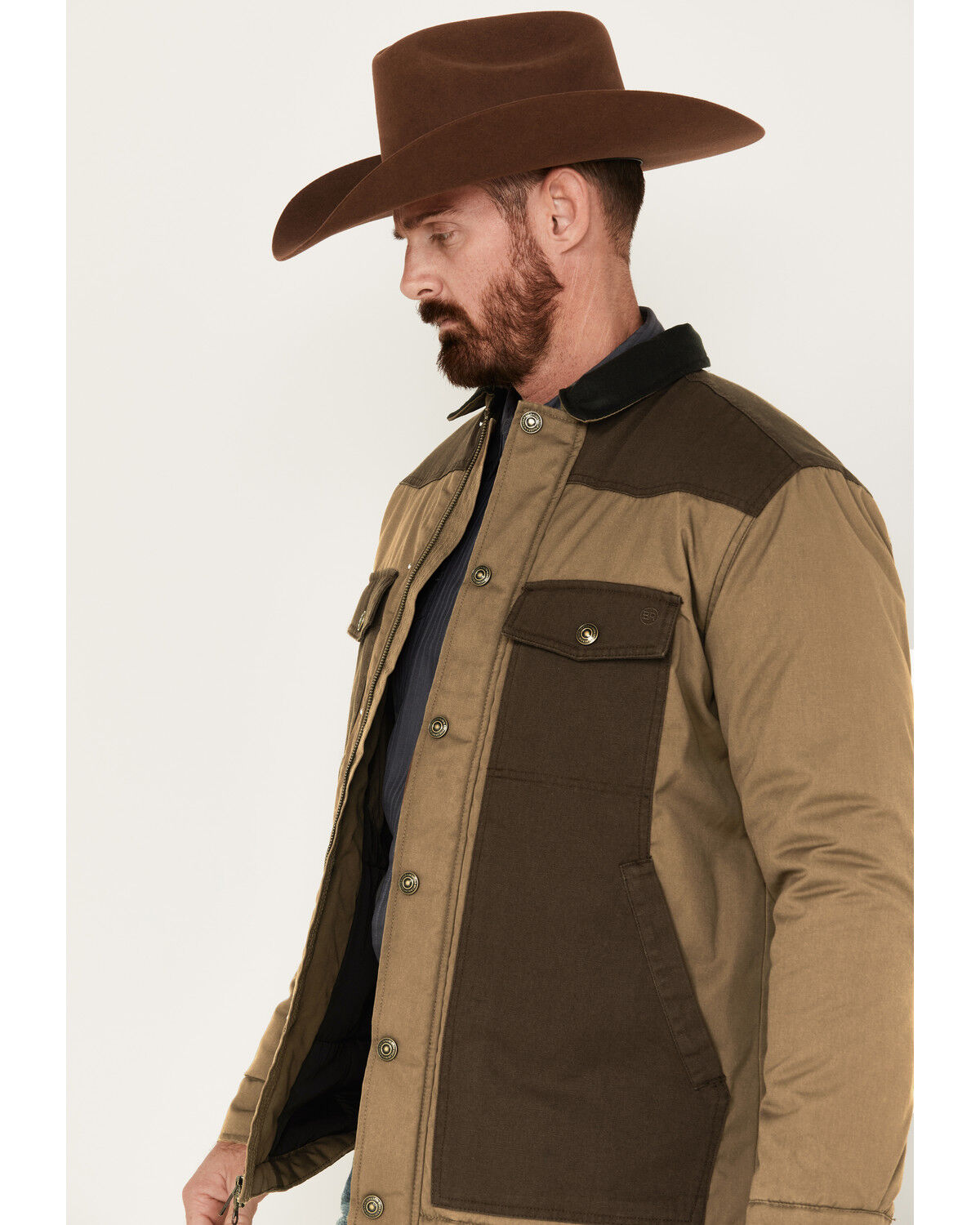 Image #2 - Blue Ranchwear Men's Waxed Canvas Jacket, Brown, hi-res