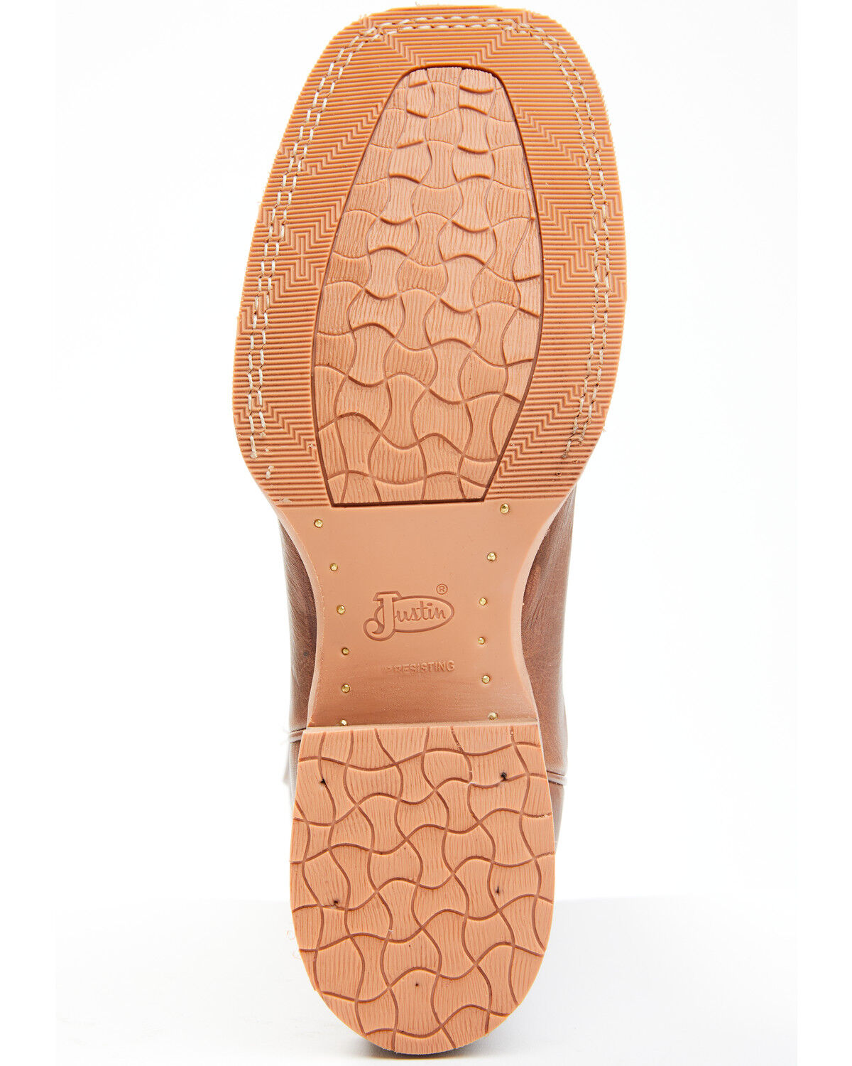 Image #7 - Justin Men's Carsen Camel Brown Cowhide Performance Leather Western Boots - Square Toe, , hi-res