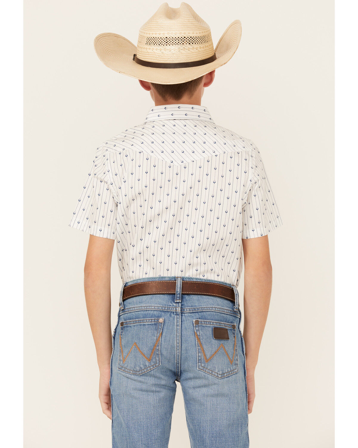 Image #4 - Cody James Boys' Challenger Horseshoe Print Short Sleeve Snap Western Shirt, White, hi-res