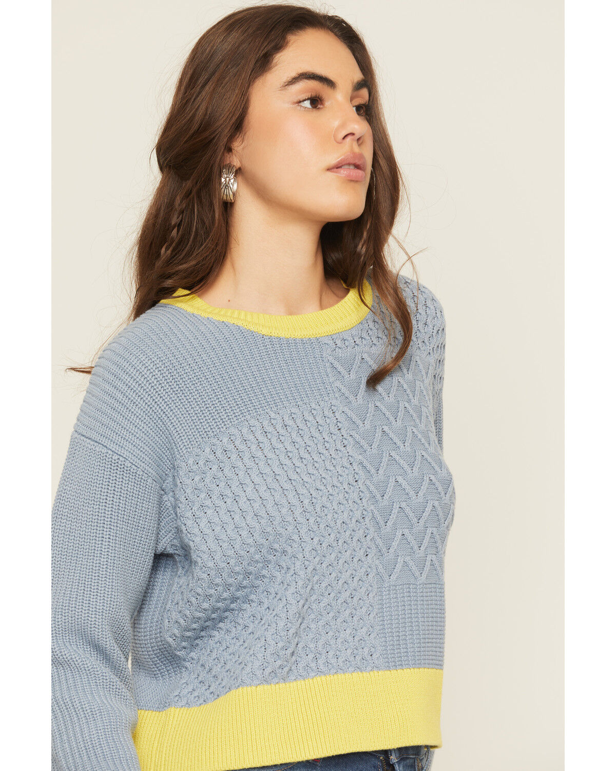 Image #2 - Cleo + Wolf Women's Colorblock And Stitch Sweater, Light Blue, hi-res