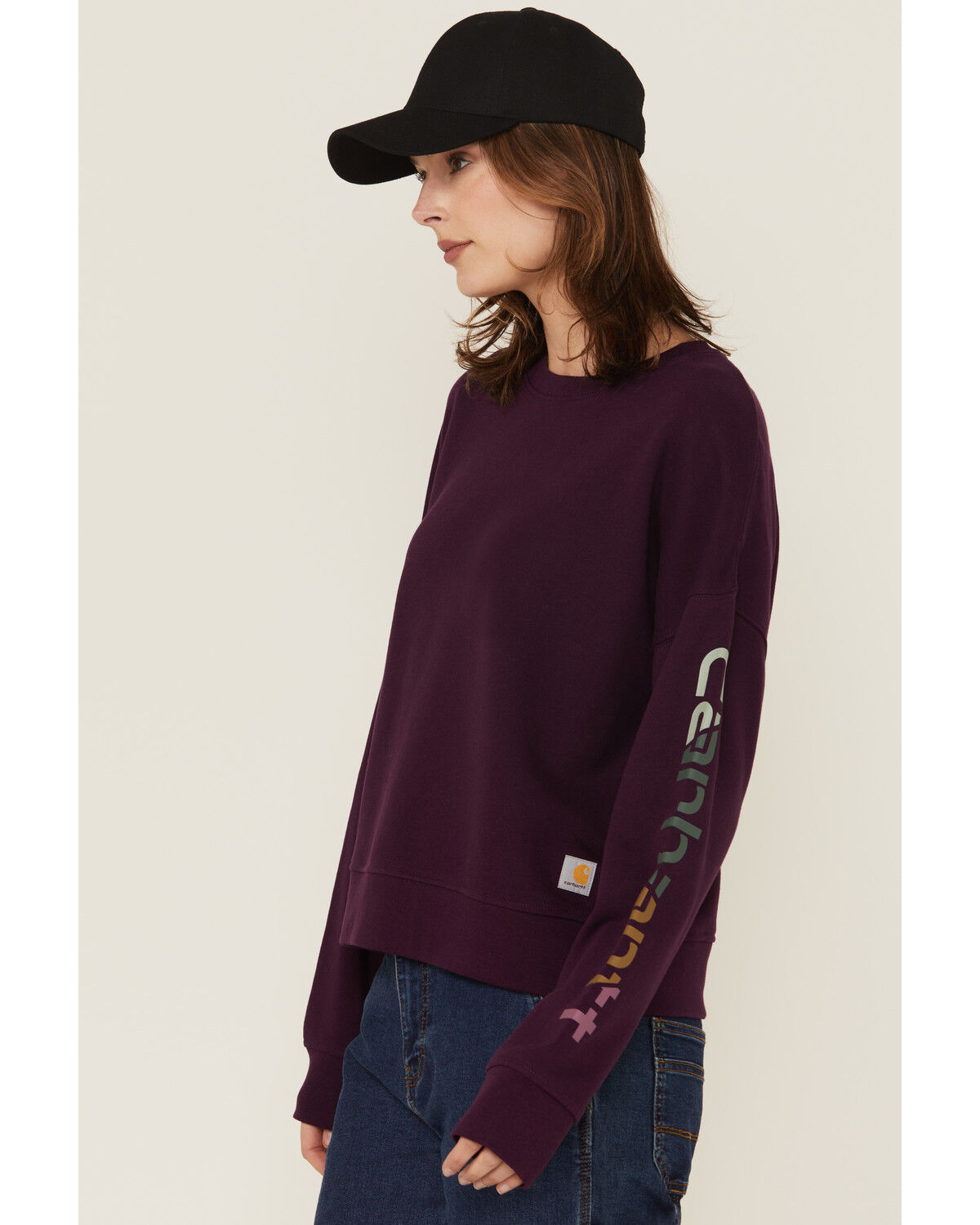 Image #2 - Carhartt Women's TENCEL™ Fiber Series Loose Fit Long Sleeve Graphic Sweatshirt, Purple, hi-res